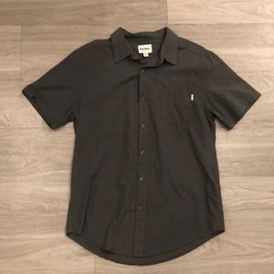 Rhythm Classic Linen Feel Dark Green Short Sleeve Button Up Shirt - Size M